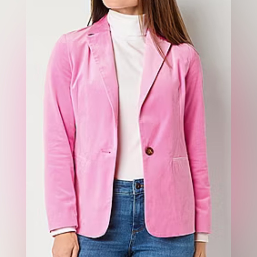 St. John's Bay Pink Single-Button Blazer